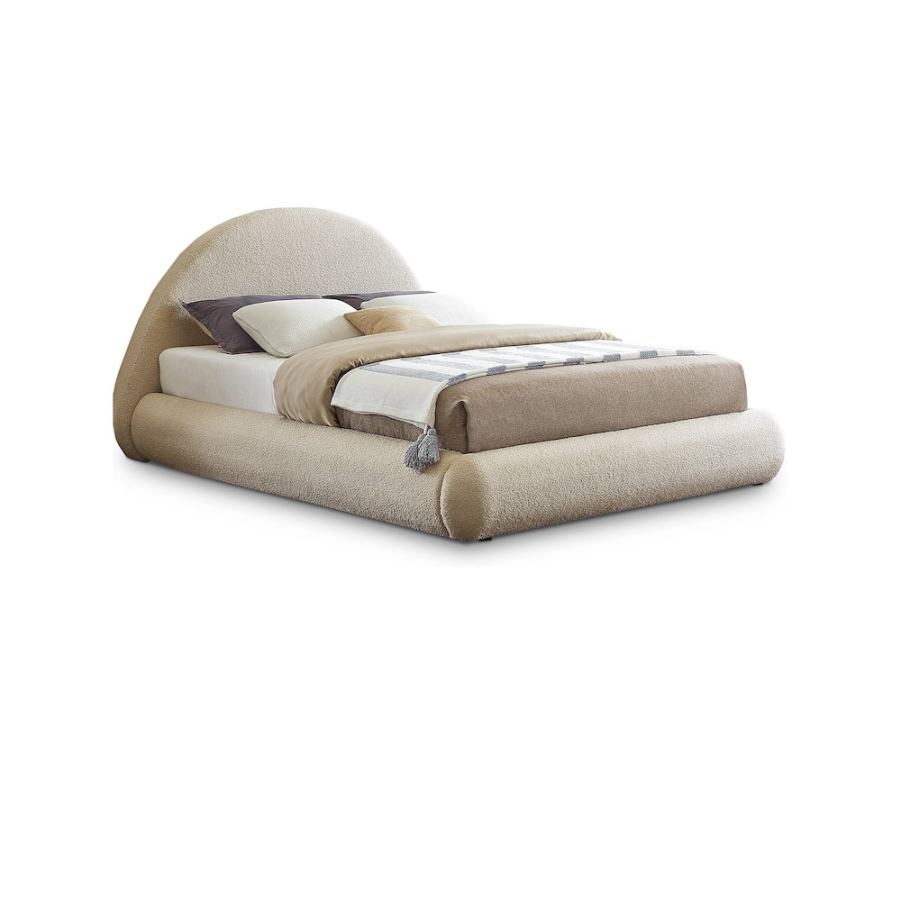 Rudy Beige Teddy Fabric Queen Bed. Picture 1