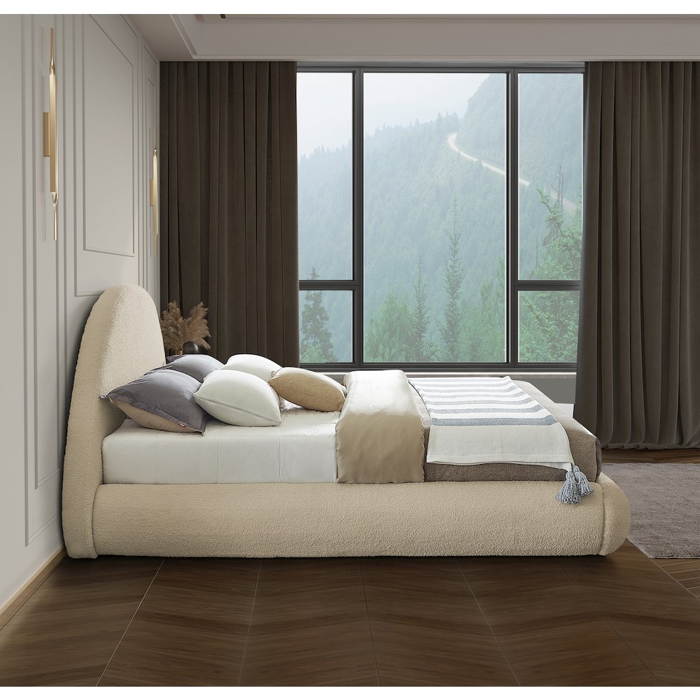 Rudy Beige Teddy Fabric Queen Bed. Picture 5