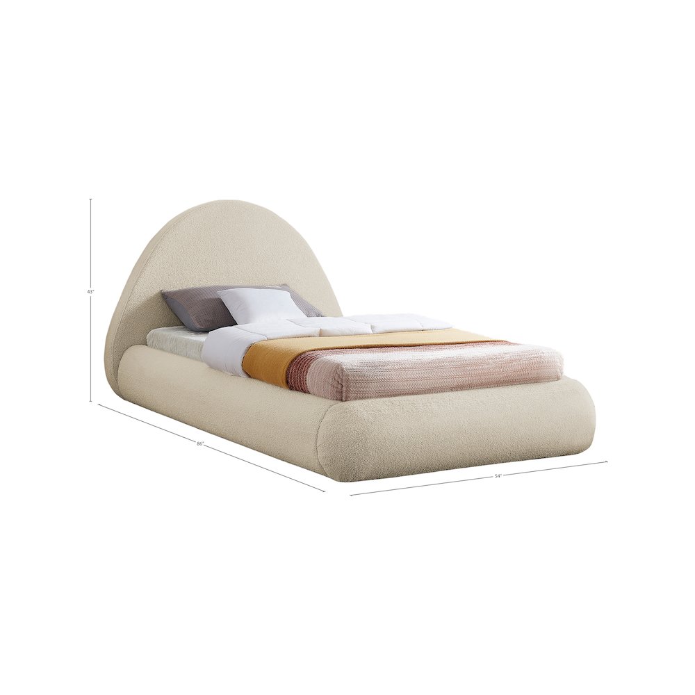 Rudy Beige Teddy Fabric Twin Bed. Picture 7