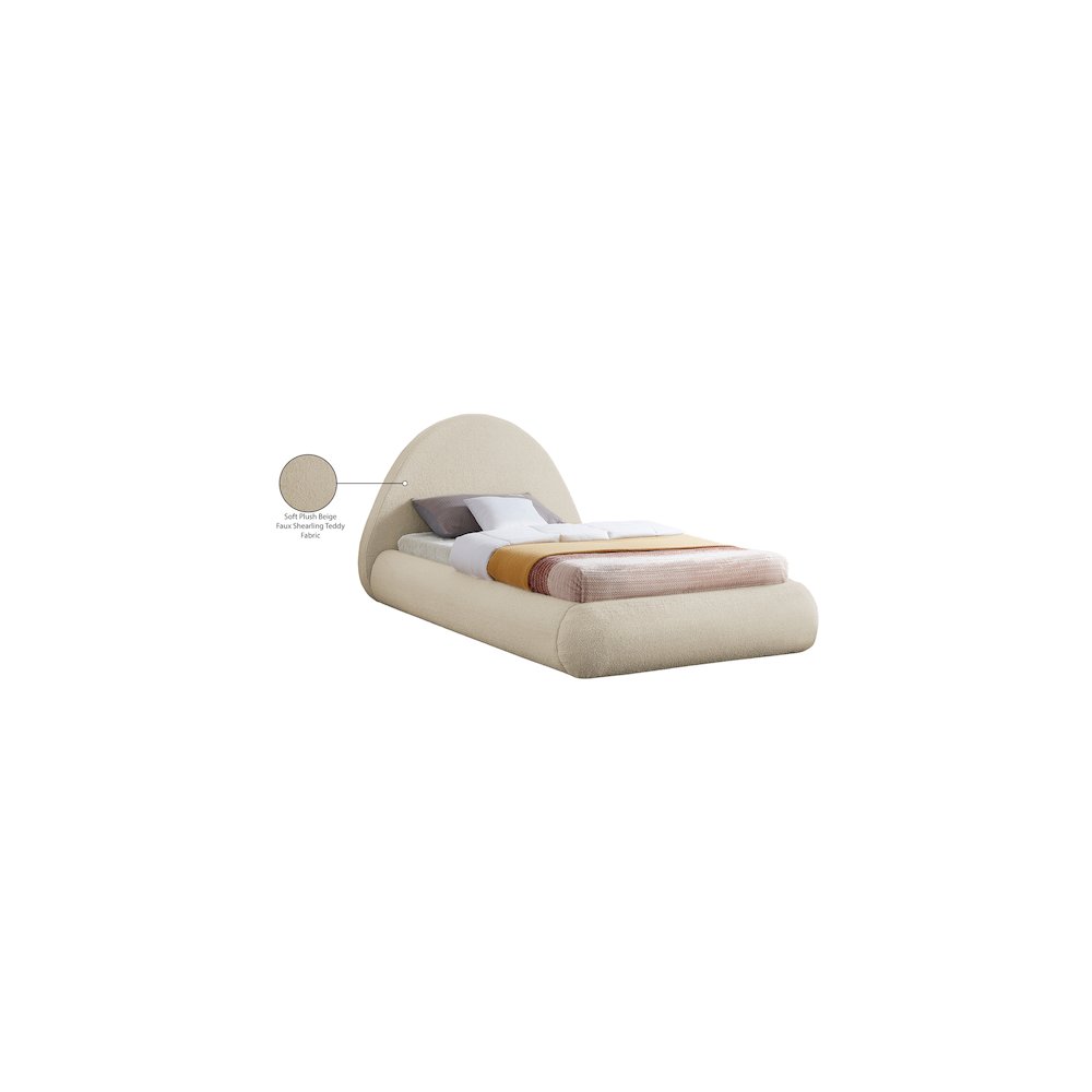 Rudy Beige Teddy Fabric Twin Bed. Picture 8
