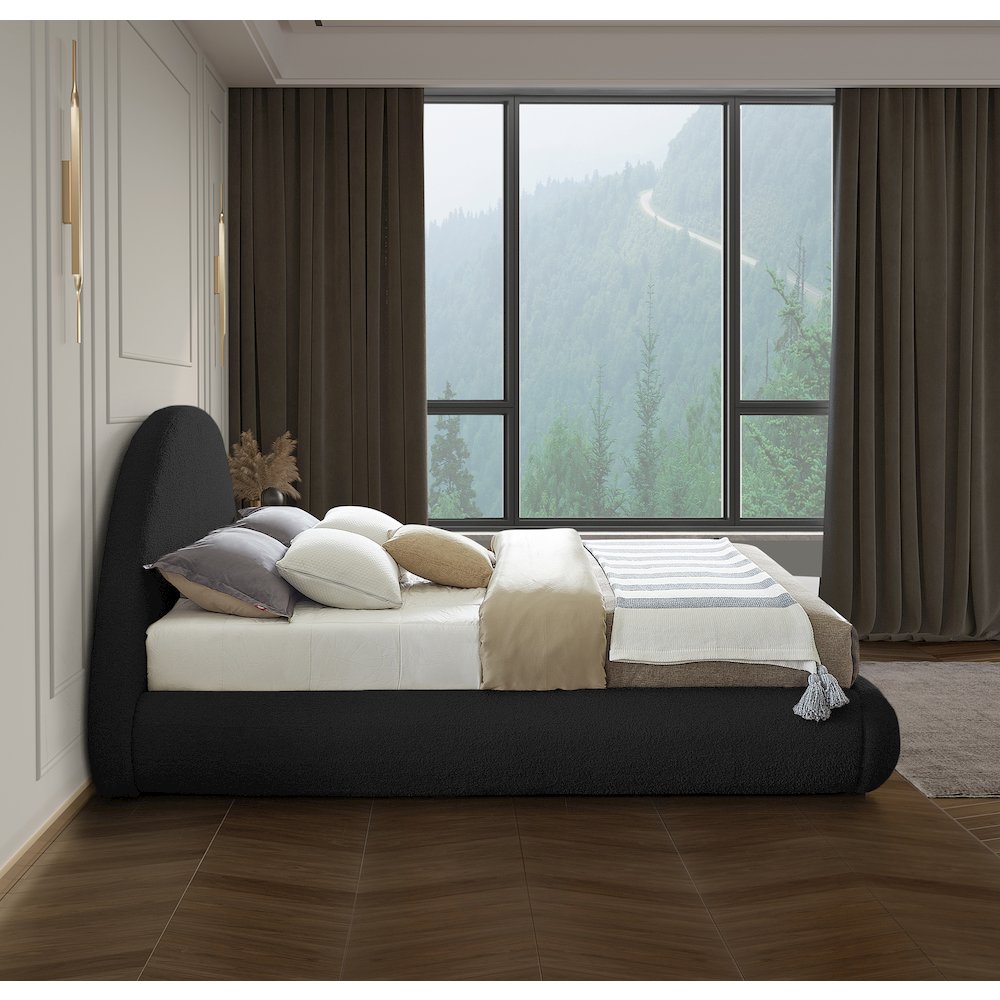 Rudy Black Teddy Fabric Queen Bed. Picture 5