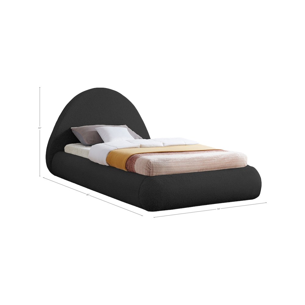 Rudy Black Teddy Fabric Twin Bed. Picture 7