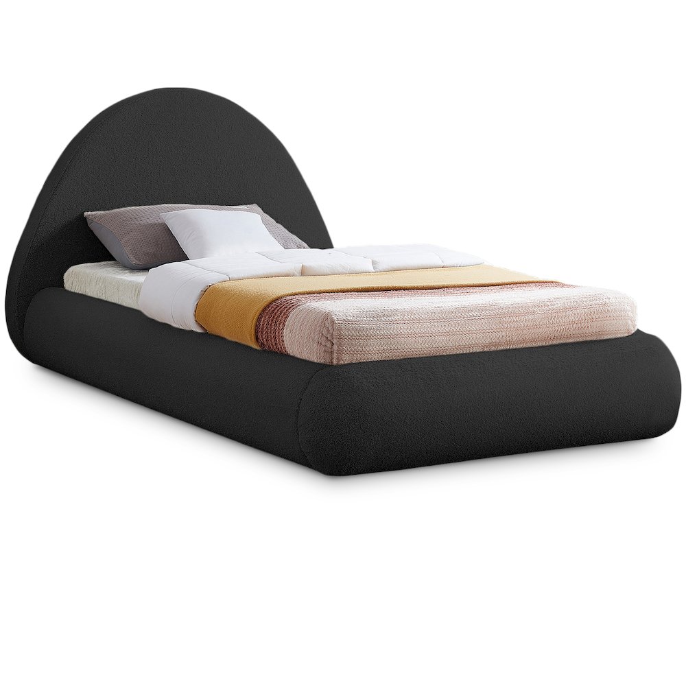 Rudy Black Teddy Fabric Twin Bed. Picture 1