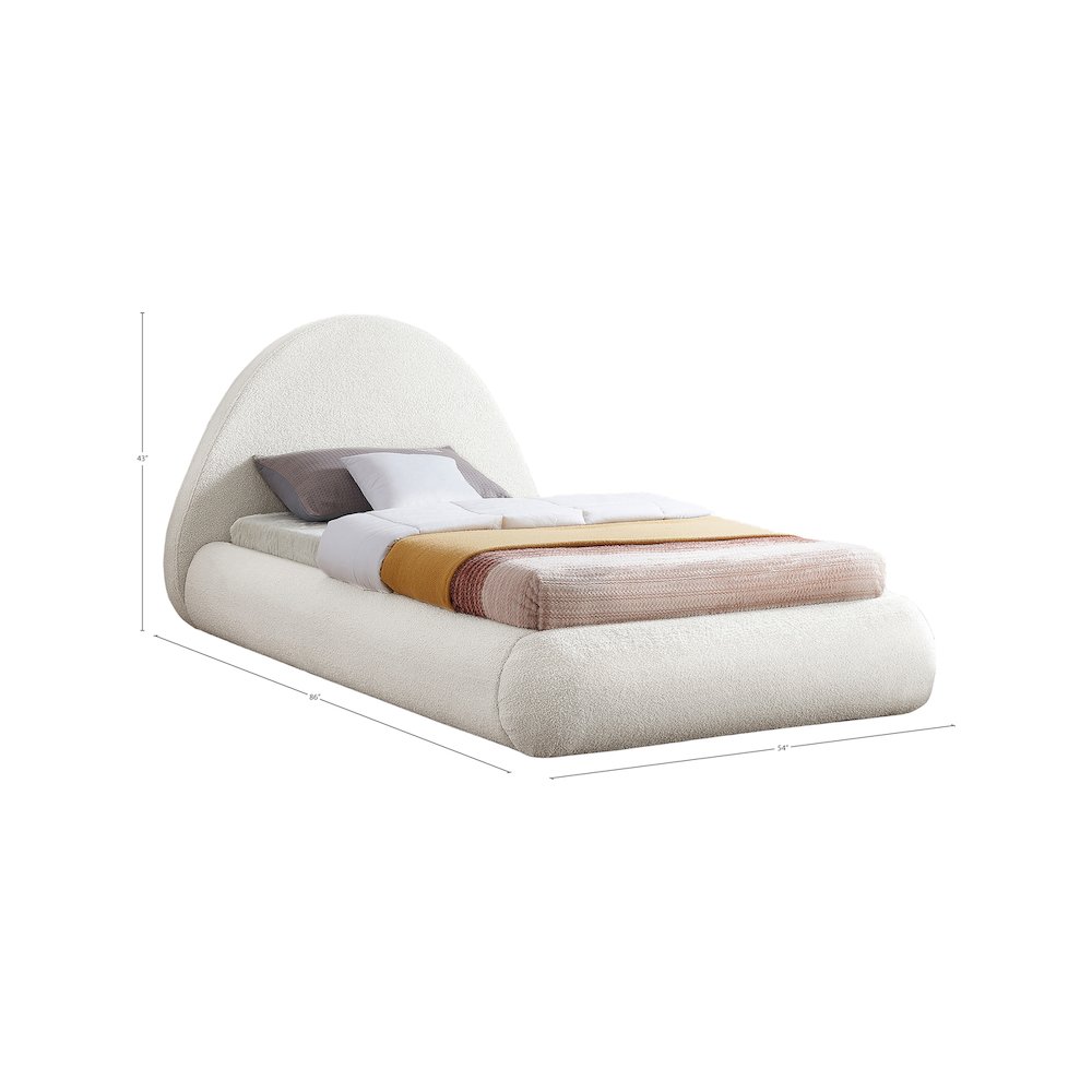 Rudy Cream Teddy Fabric Twin Bed. Picture 7