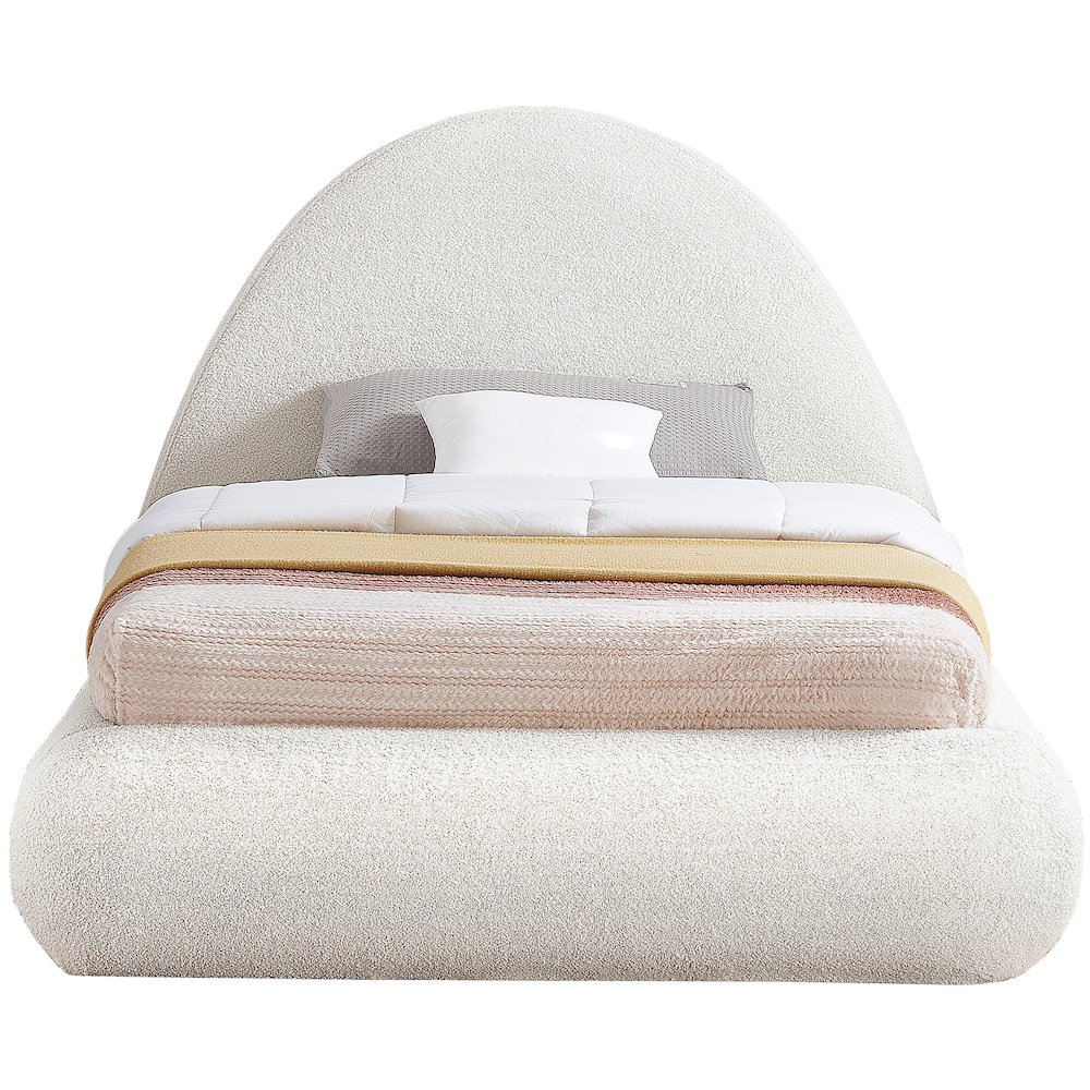 Rudy Cream Teddy Fabric Twin Bed. Picture 2