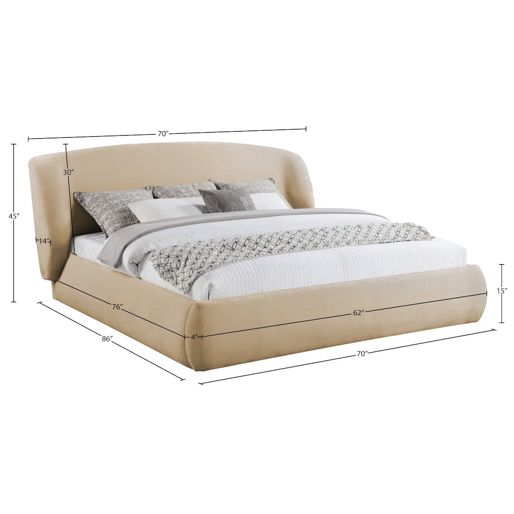 Sandro Beige Chenille Fabric Upholstered Full Bed. Picture 4
