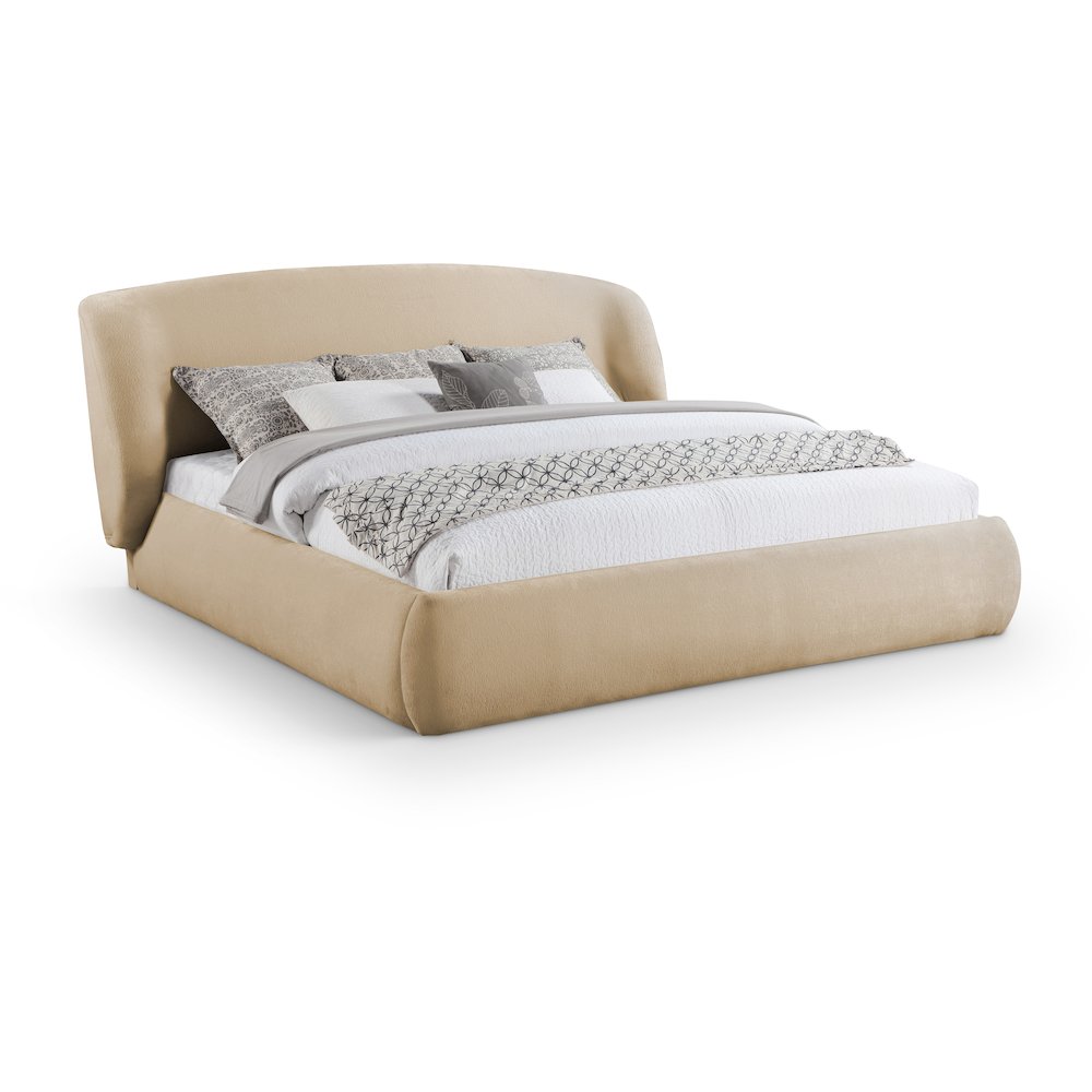 Sandro Beige Chenille Fabric Upholstered Queen Bed. Picture 1