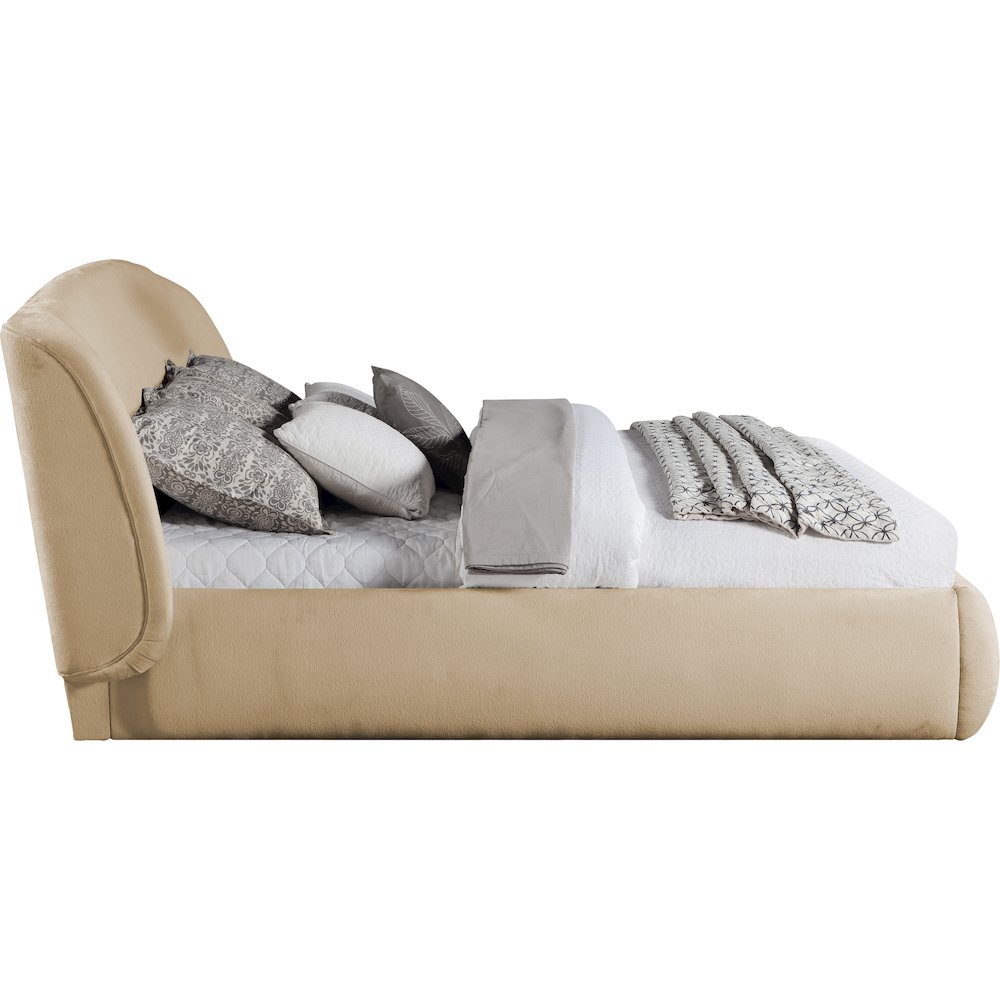 Sandro Beige Chenille Fabric Upholstered Queen Bed. Picture 2