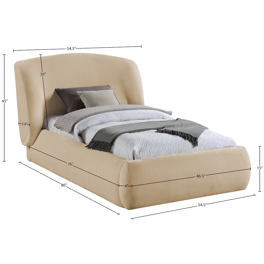 Sandro Beige Chenille Fabric Upholstered Twin Bed. Picture 4