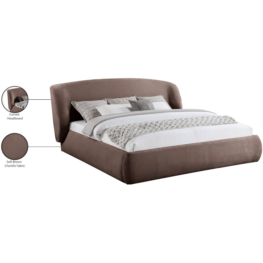 Sandro Brown Chenille Fabric Upholstered Full Bed. Picture 5