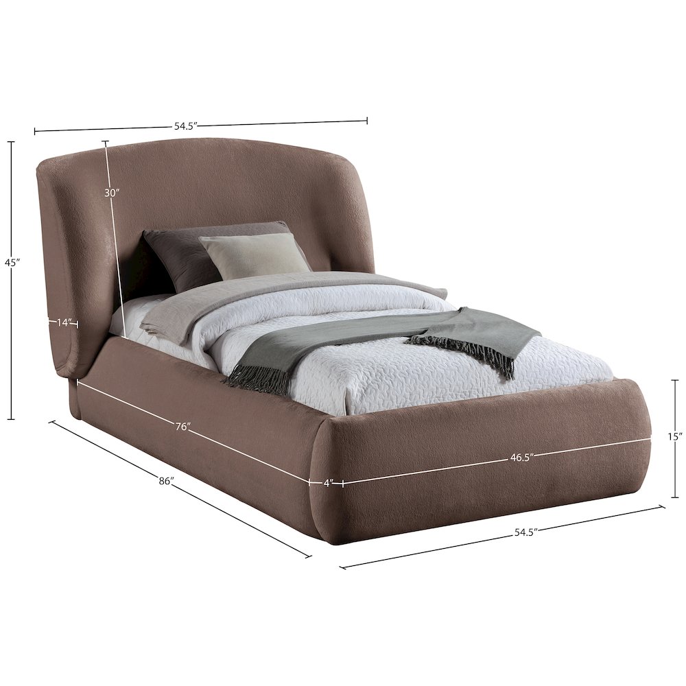 Sandro Brown Chenille Fabric Upholstered Twin Bed. Picture 4