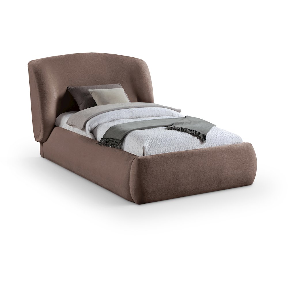 Sandro Brown Chenille Fabric Upholstered Twin Bed. Picture 1