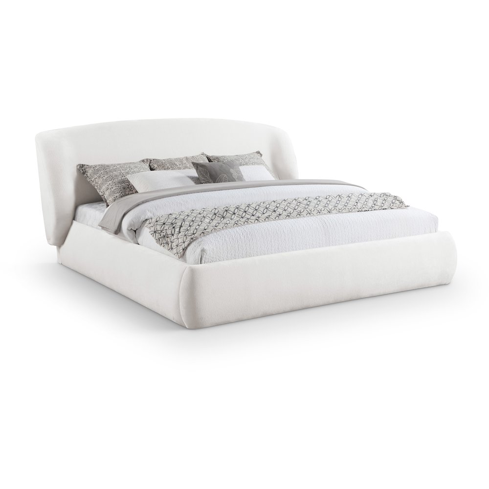 Sandro Cream Chenille Fabric Upholstered Full Bed. Picture 1