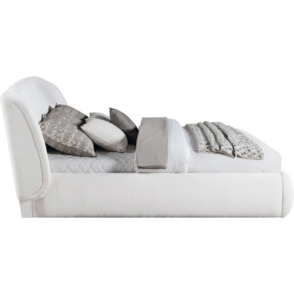 Sandro Cream Chenille Fabric Upholstered Full Bed. Picture 2