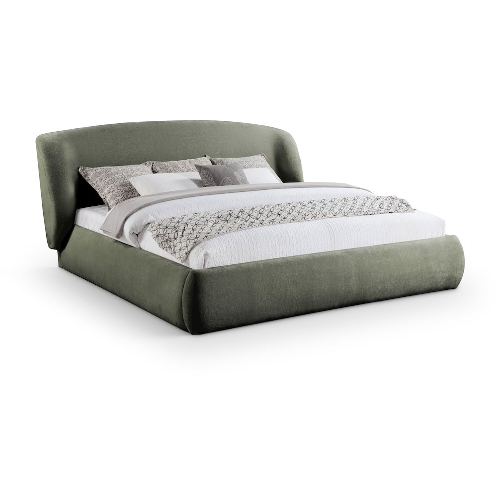 Sandro Green Chenille Fabric Upholstered Full Bed. Picture 1