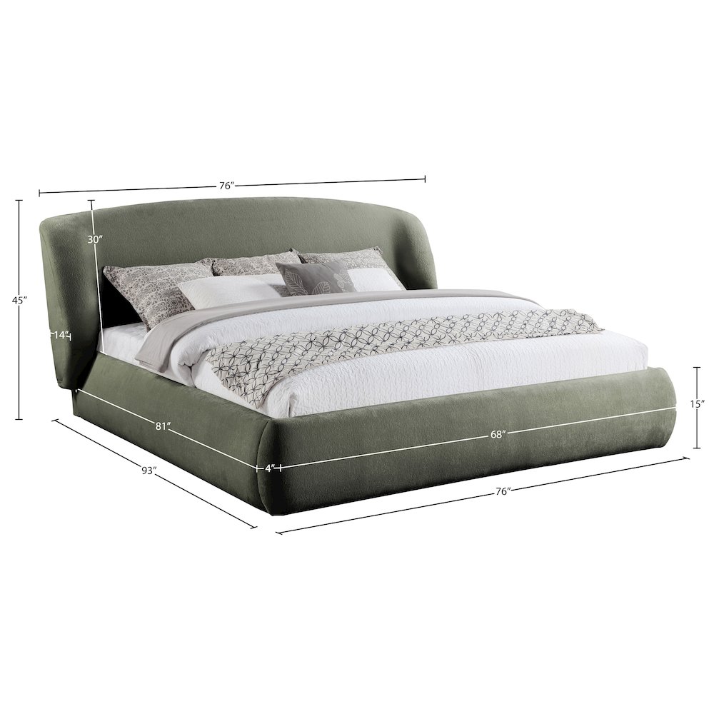 Sandro Green Chenille Fabric Upholstered Queen Bed. Picture 4