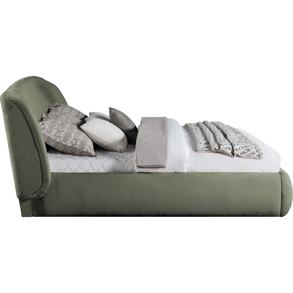 Sandro Green Chenille Fabric Upholstered Queen Bed. Picture 2