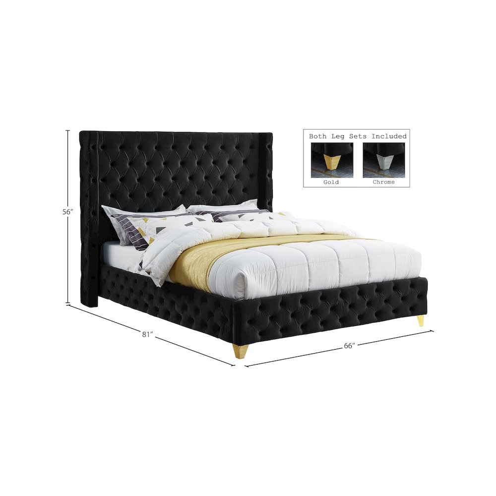 Savan Black Velvet Full Bed. Picture 14