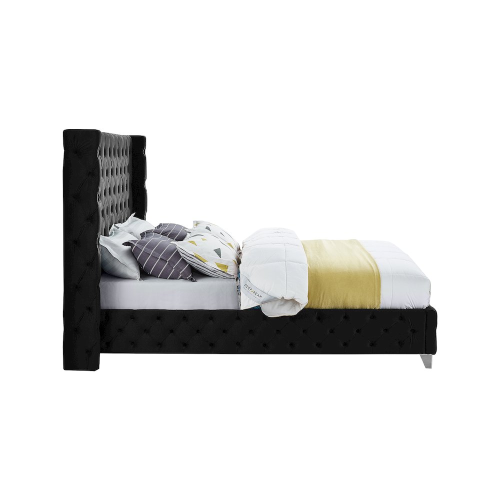 Savan Black Velvet Full Bed. Picture 9