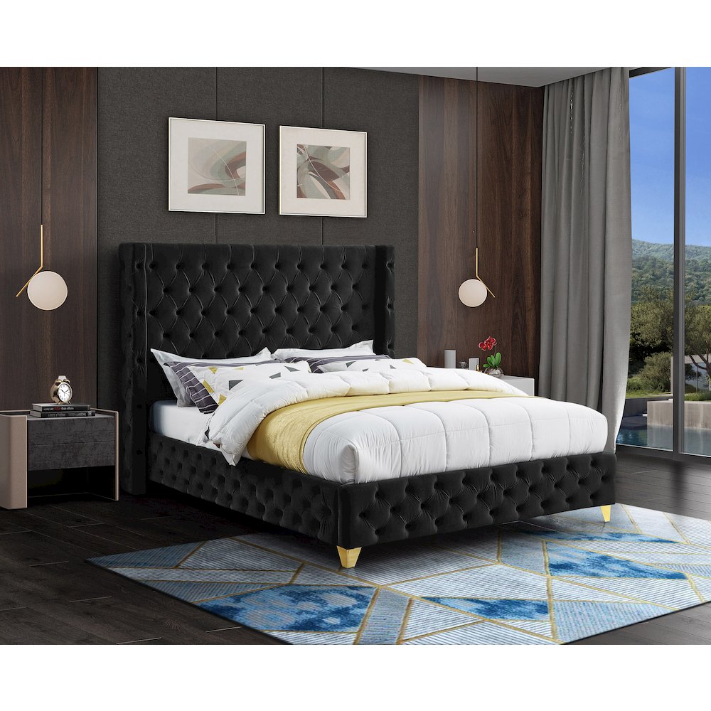 Savan Black Velvet Full Bed. Picture 2