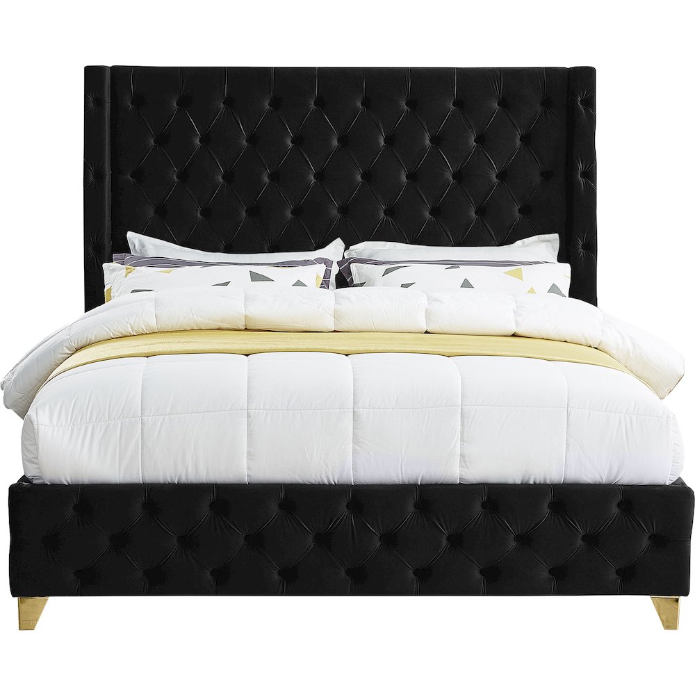 Savan Black Velvet Full Bed. Picture 4