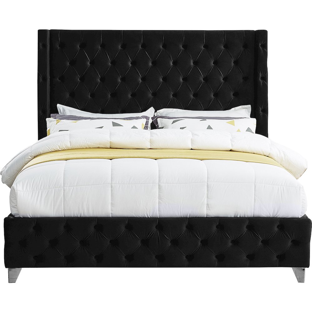 Savan Black Velvet King Bed. Picture 5