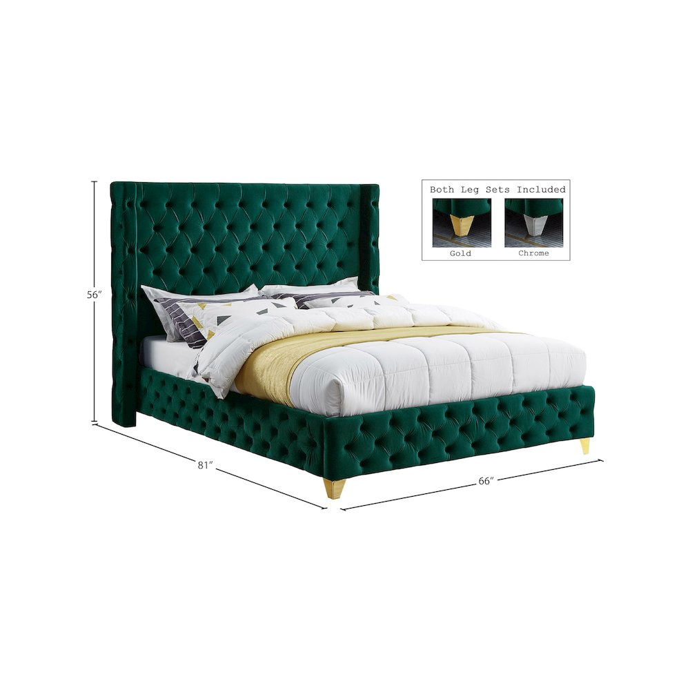 Savan Green Velvet Full Bed. Picture 14