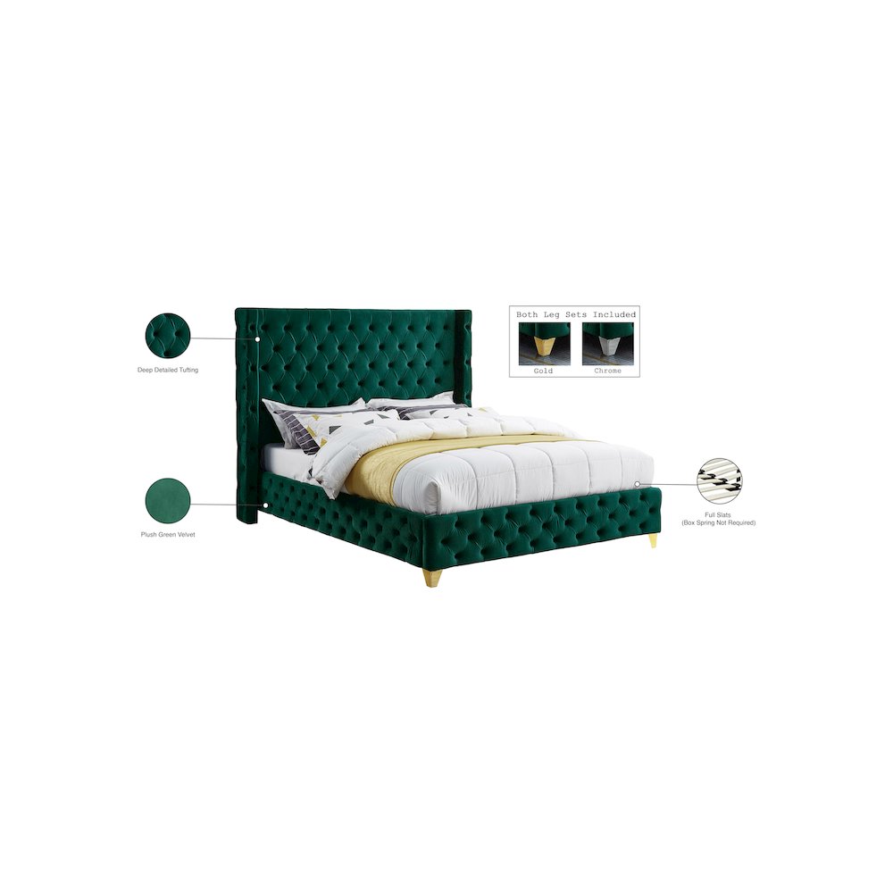 Savan Green Velvet Full Bed. Picture 15