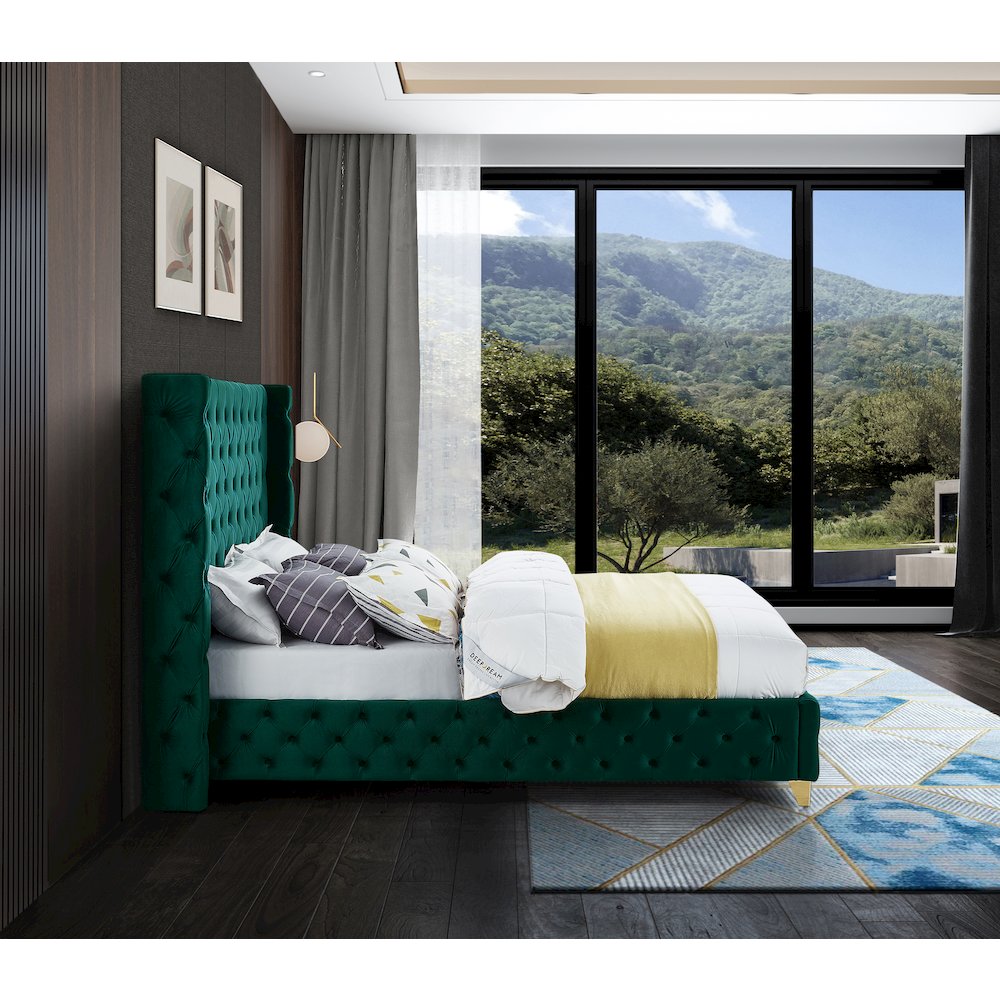 Savan Green Velvet Full Bed. Picture 10
