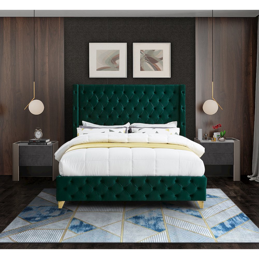 Savan Green Velvet Full Bed. Picture 6