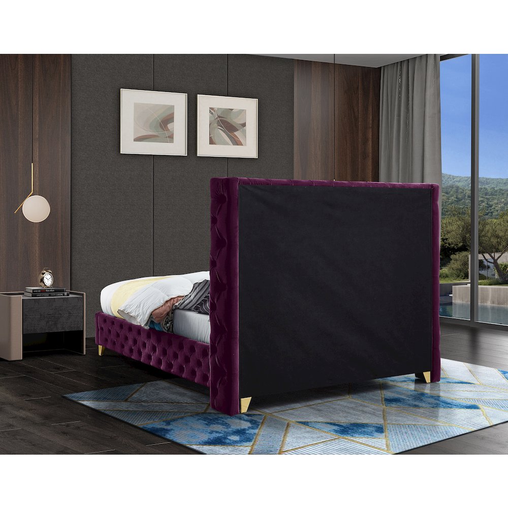Savan Purple Velvet Full Bed. Picture 12