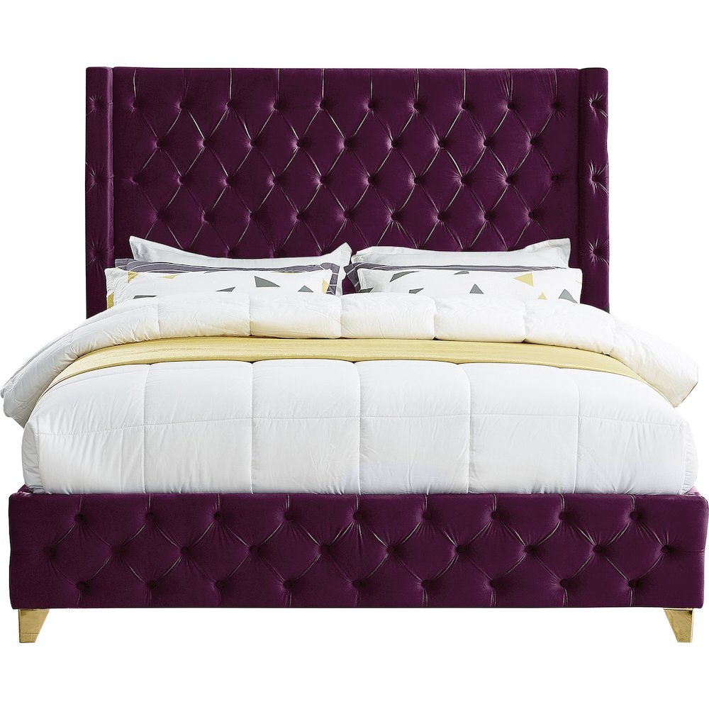 Savan Purple Velvet Full Bed. Picture 4