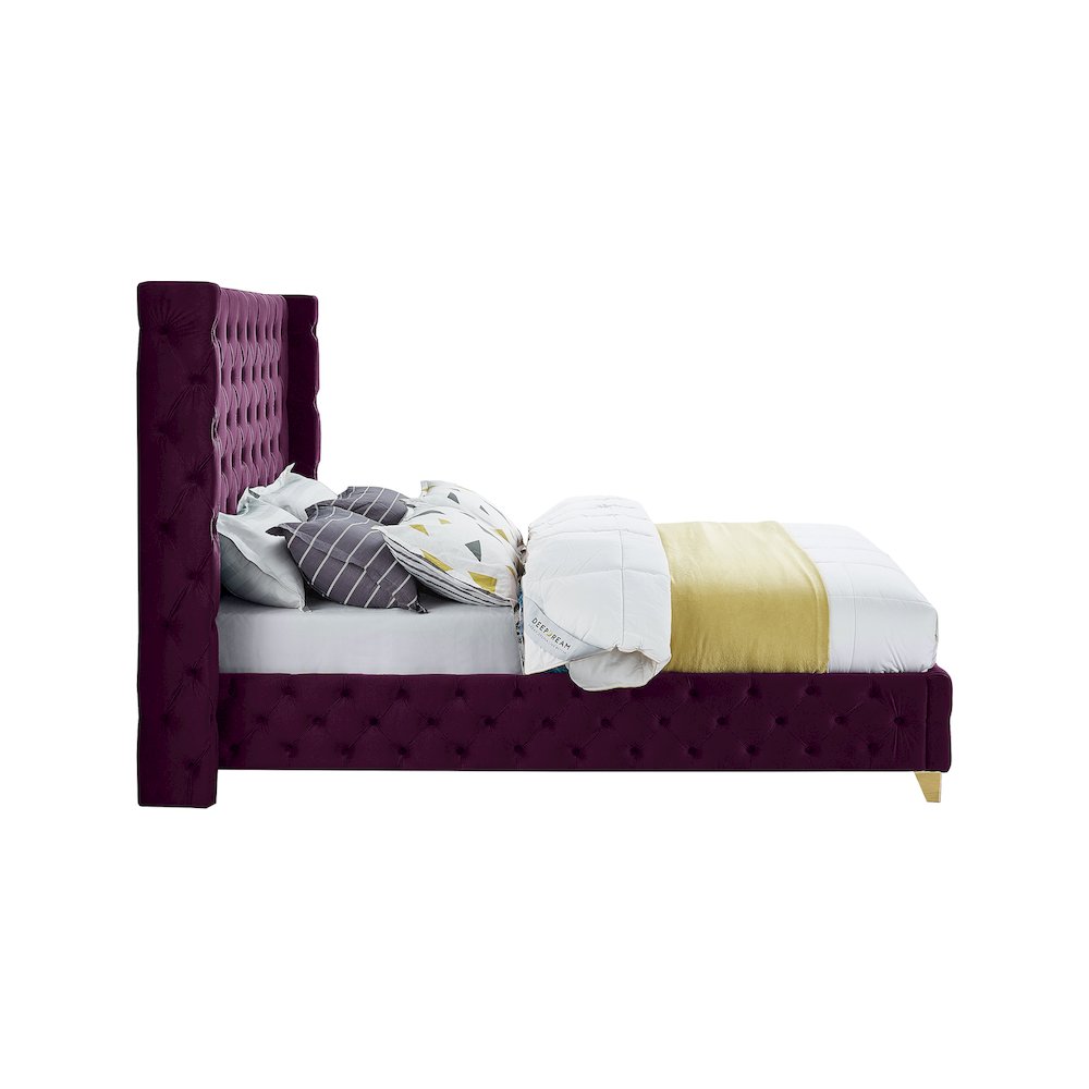 Savan Purple Velvet Full Bed. Picture 8