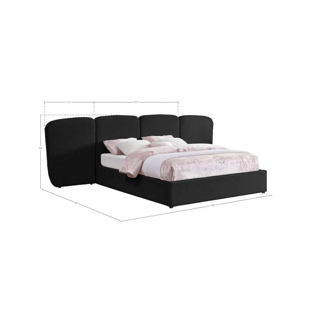 Shiloh Black Boucle Fabric King Bed. Picture 8