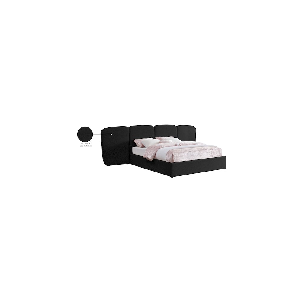 Shiloh Black Boucle Fabric King Bed. Picture 9