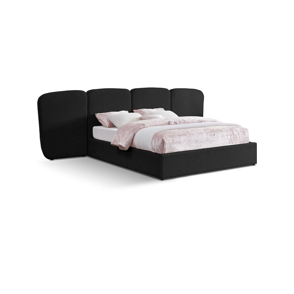 Shiloh Black Boucle Fabric King Bed. Picture 1