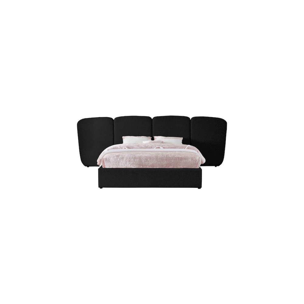 Shiloh Black Boucle Fabric King Bed. Picture 2