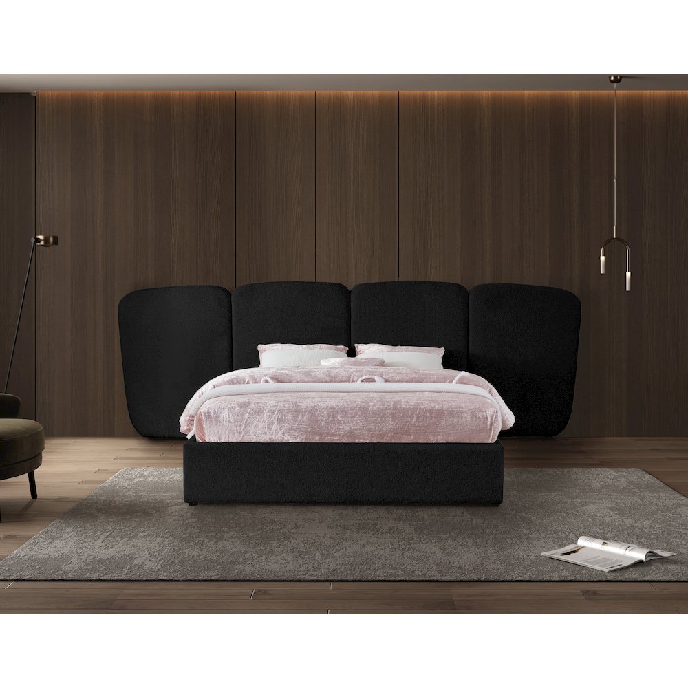 Shiloh Black Boucle Fabric King Bed. Picture 3