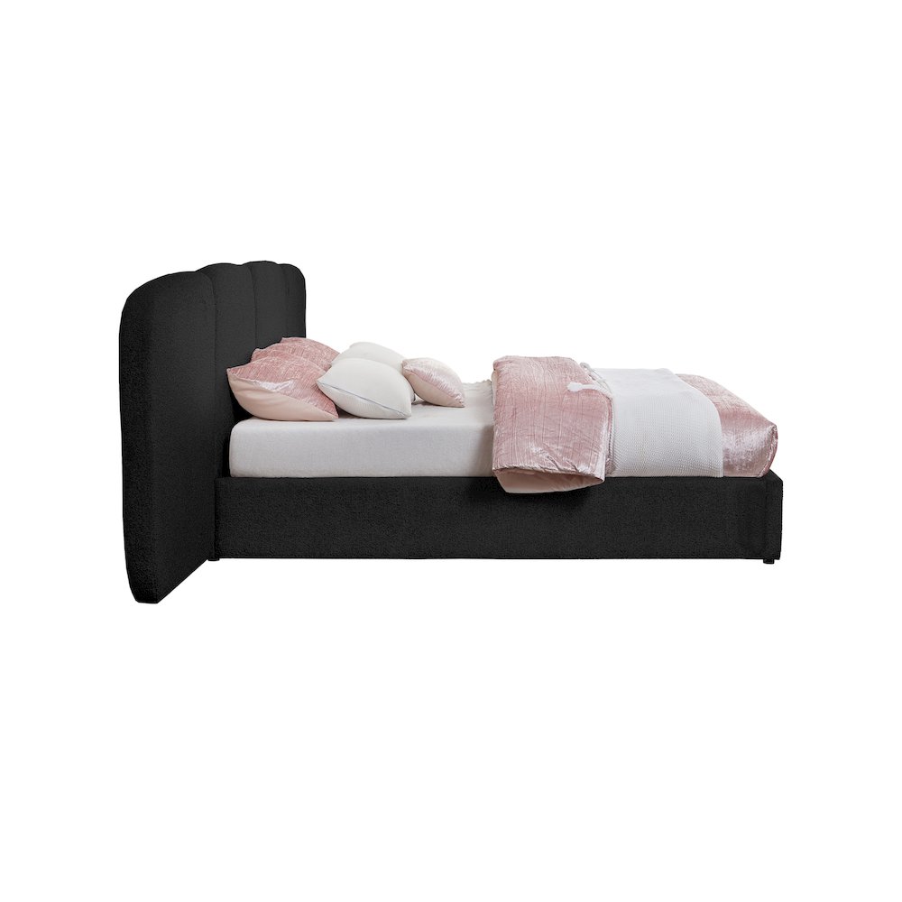 Shiloh Black Boucle Fabric King Bed. Picture 4