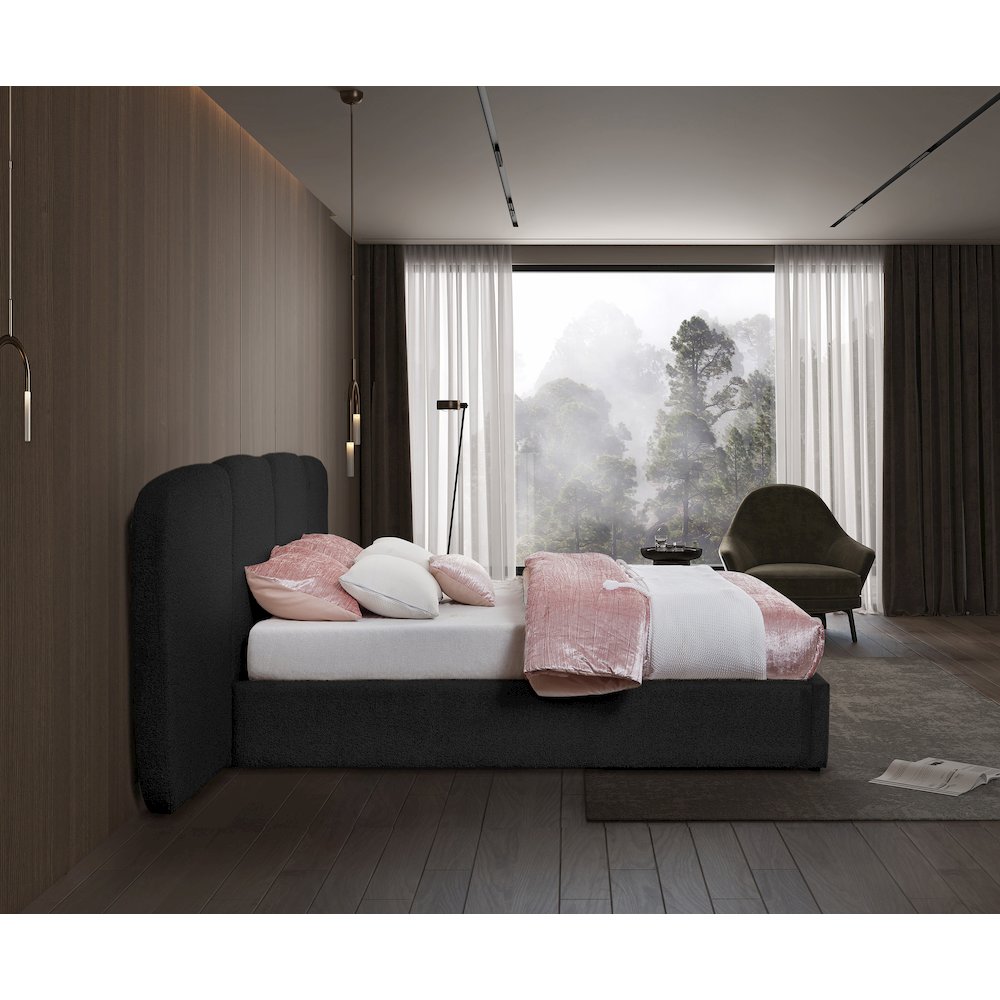 Shiloh Black Boucle Fabric King Bed. Picture 5