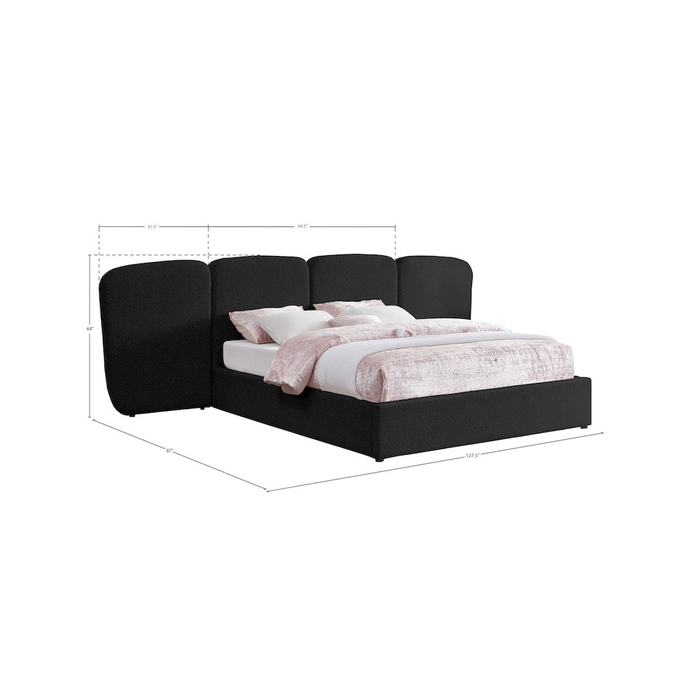 Shiloh Black Boucle Fabric Queen Bed. Picture 8