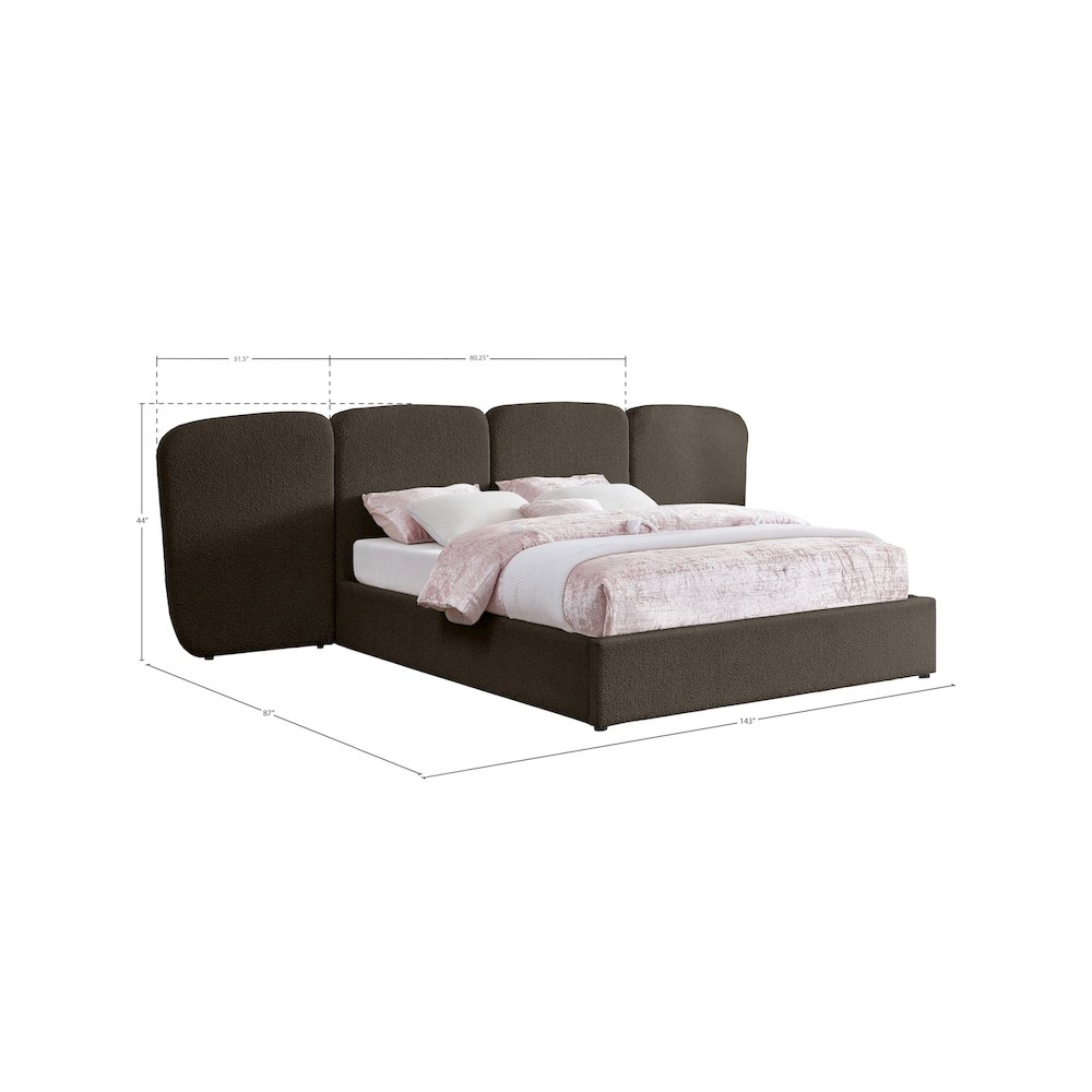 Shiloh Brown Boucle Fabric King Bed. Picture 8