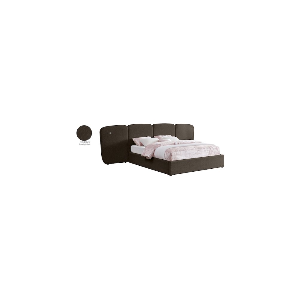 Shiloh Brown Boucle Fabric King Bed. Picture 9