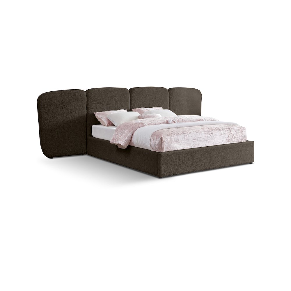 Shiloh Brown Boucle Fabric King Bed. Picture 1