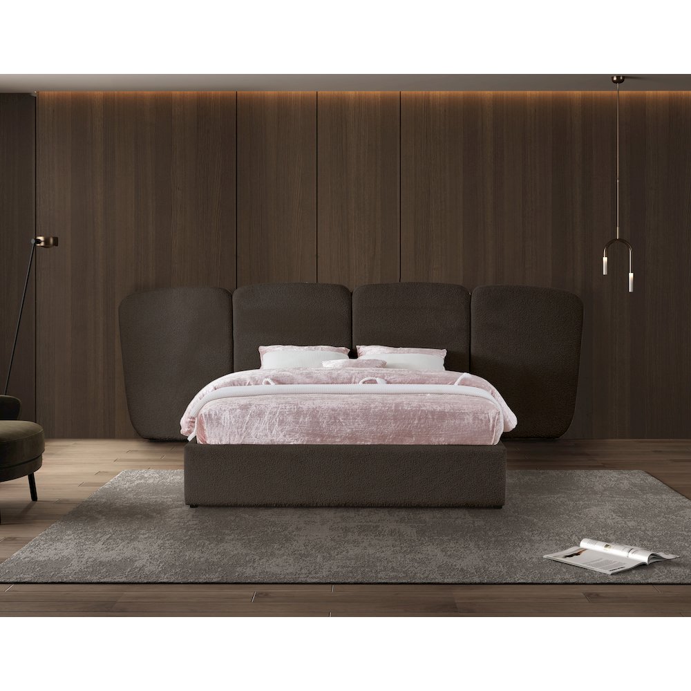 Shiloh Brown Boucle Fabric King Bed. Picture 3