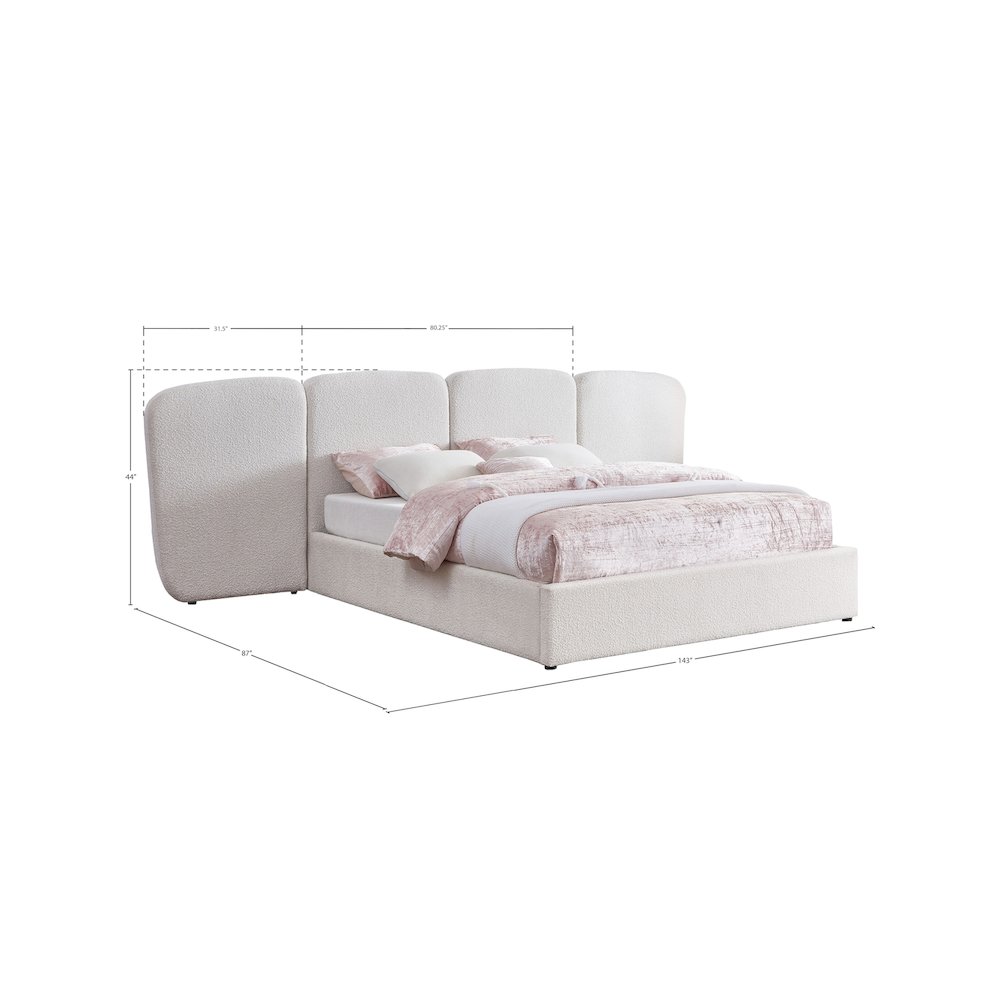 Shiloh Cream Boucle Fabric King Bed. Picture 8