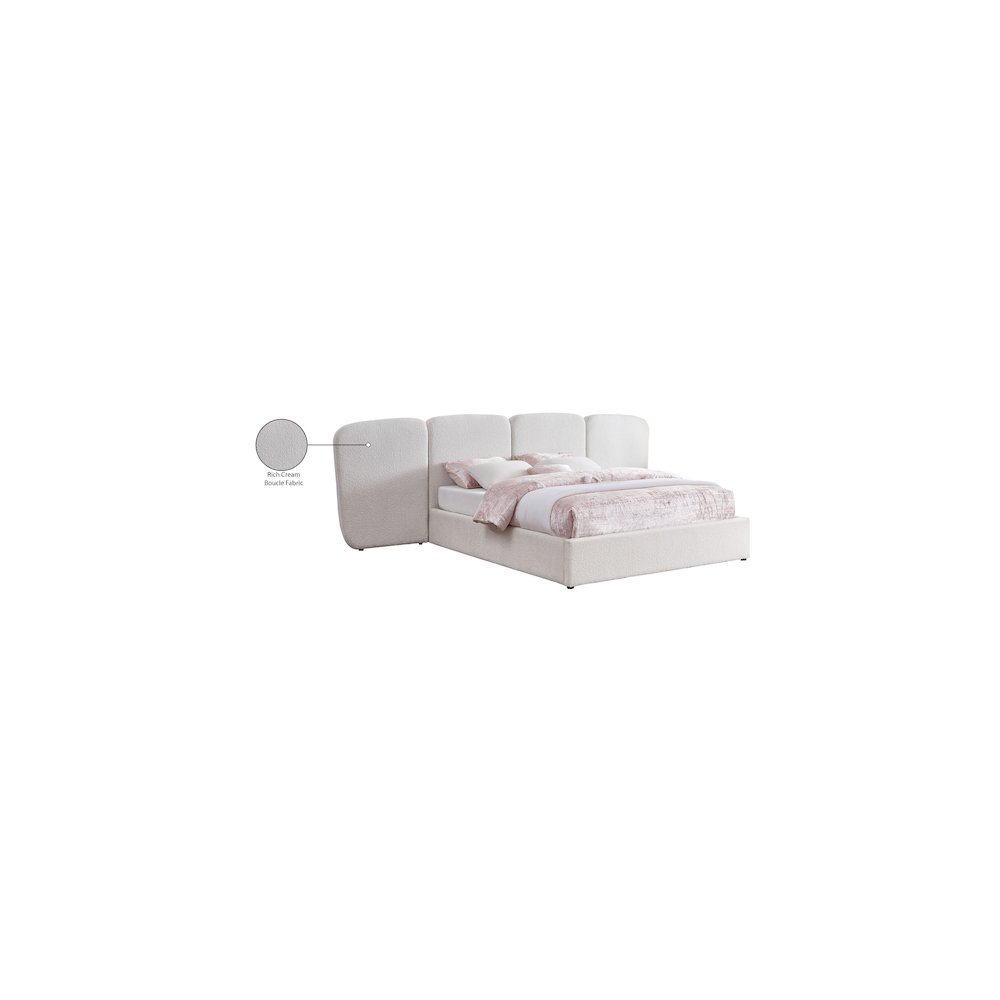 Shiloh Cream Boucle Fabric King Bed. Picture 9