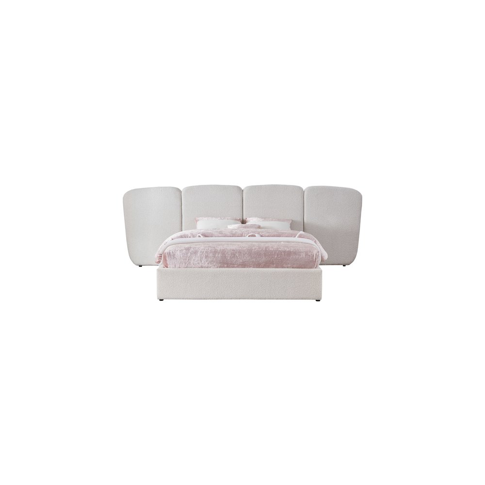 Shiloh Cream Boucle Fabric King Bed. Picture 2
