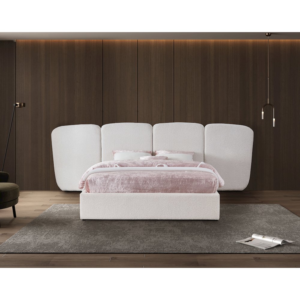 Shiloh Cream Boucle Fabric King Bed. Picture 3