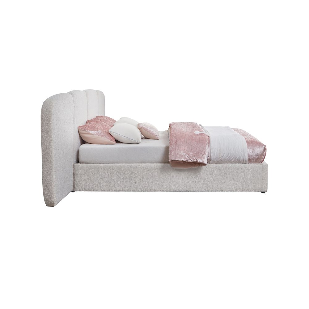 Shiloh Cream Boucle Fabric King Bed. Picture 4